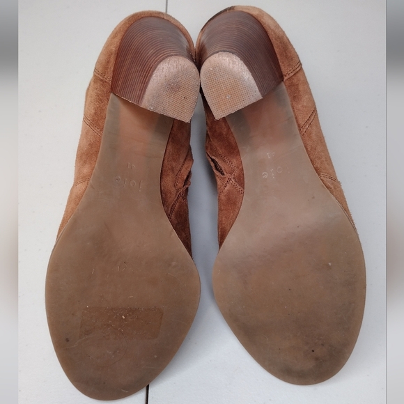 Joie Dalton Brown Suede Zipper Stacked Heel Ankle Booties Sz 11 - Picture 11 of 13